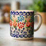 Handmade Mug Ceramic Floral Pottery 3D Texture