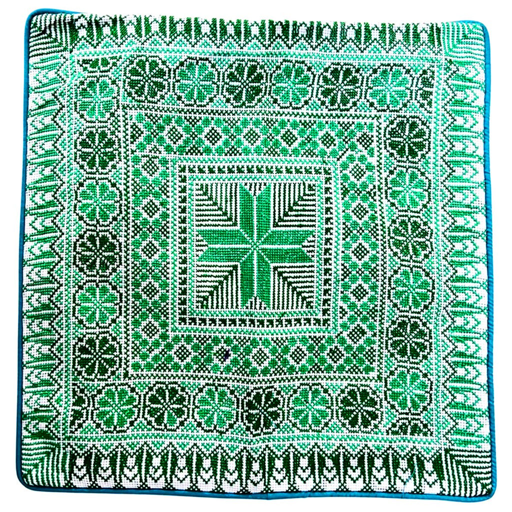 High Quality Handmade Embroidery Cushion Cover Green - STLESS