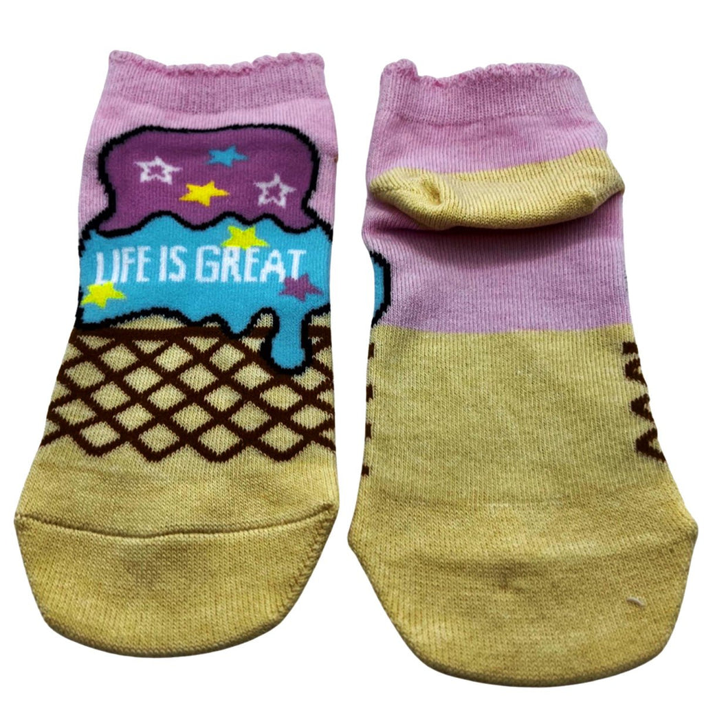 Ice cream Cone Comfortable Cotton Socks Life is Great - STLESS