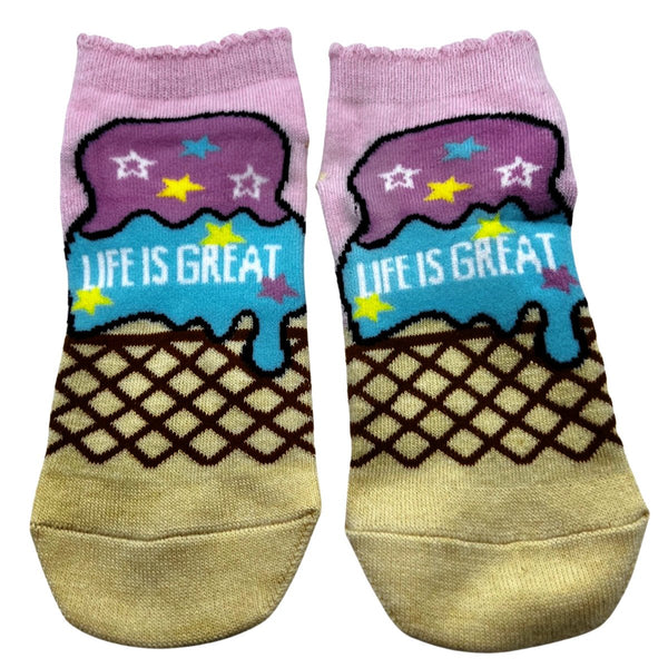 Ice cream Cone Comfortable Cotton Socks Life is Great - STLESS