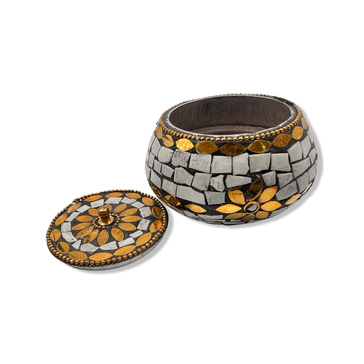 Incense Box Brass & Stones