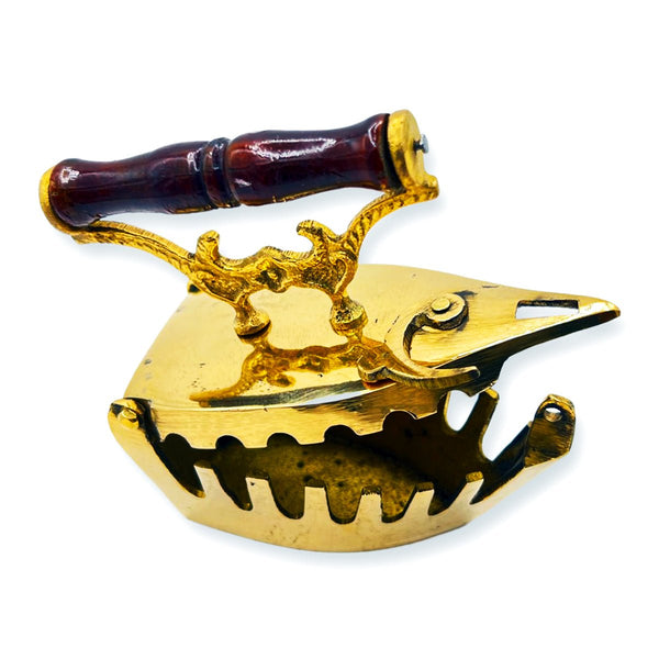 Incense Burner Brass Iron Model Wooden Handle - STLESS