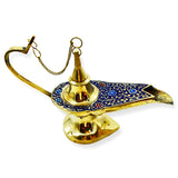 Incense Holder Aladdin Lamp Brass & Enamel Colors