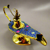 Incense Holder Aladdin Lamp Brass & Enamel Colors