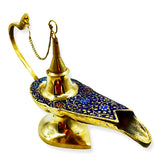 Incense Holder Aladdin Lamp Brass & Enamel Colors