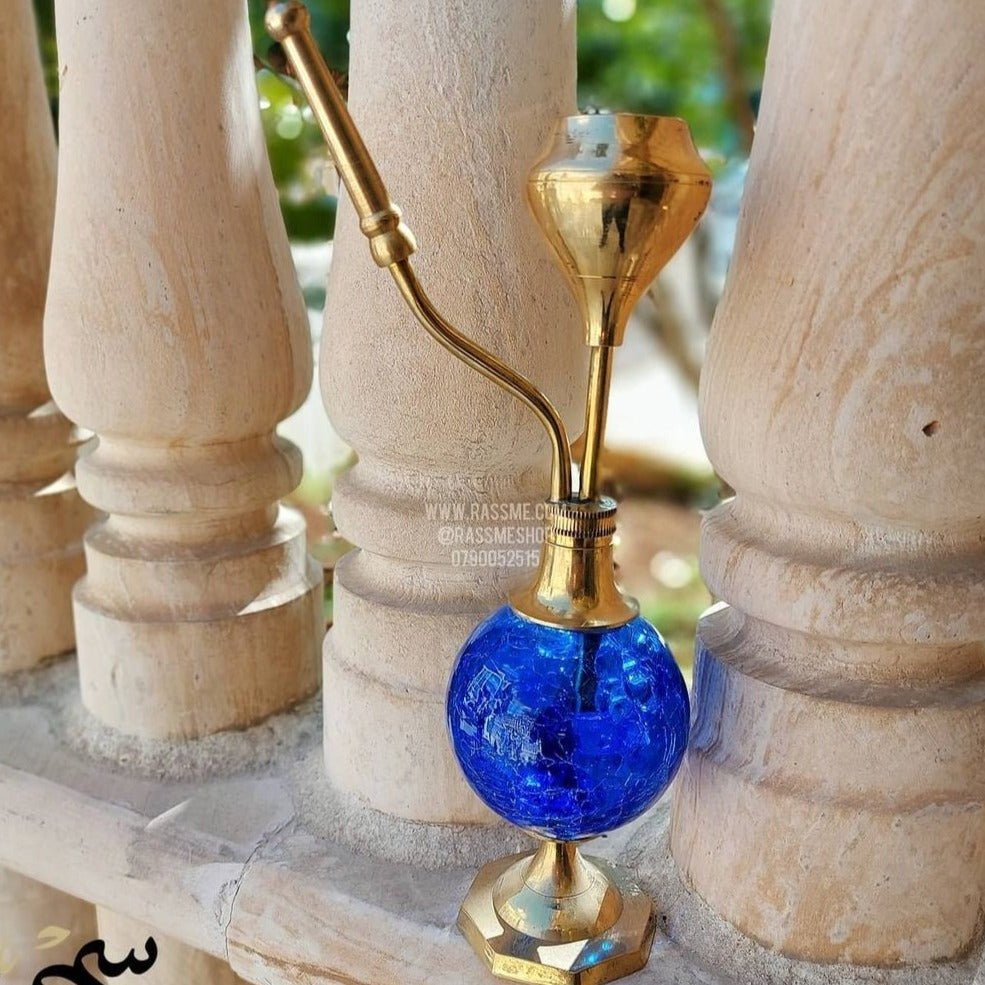 Incense Holder Shisha Blue Glass Model Brass - STLESS