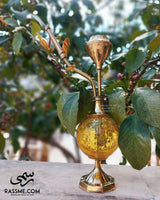 Incense Holder Shisha Yellow Glass Model Brass