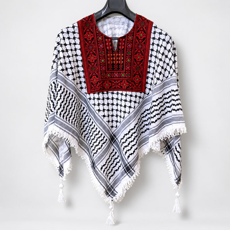 Keffiyeh Tatreez Blouse, Palestinian keffiyeh , Embroidery