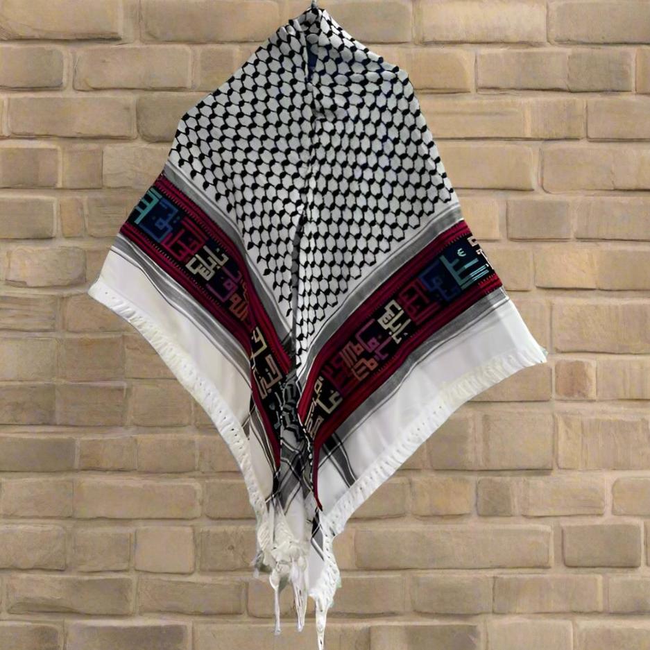 Keffiyeh Tatreez Palestinian keffiyeh Embroidery Hatta Palestine White and black koufiyeh With Palestinian Cities