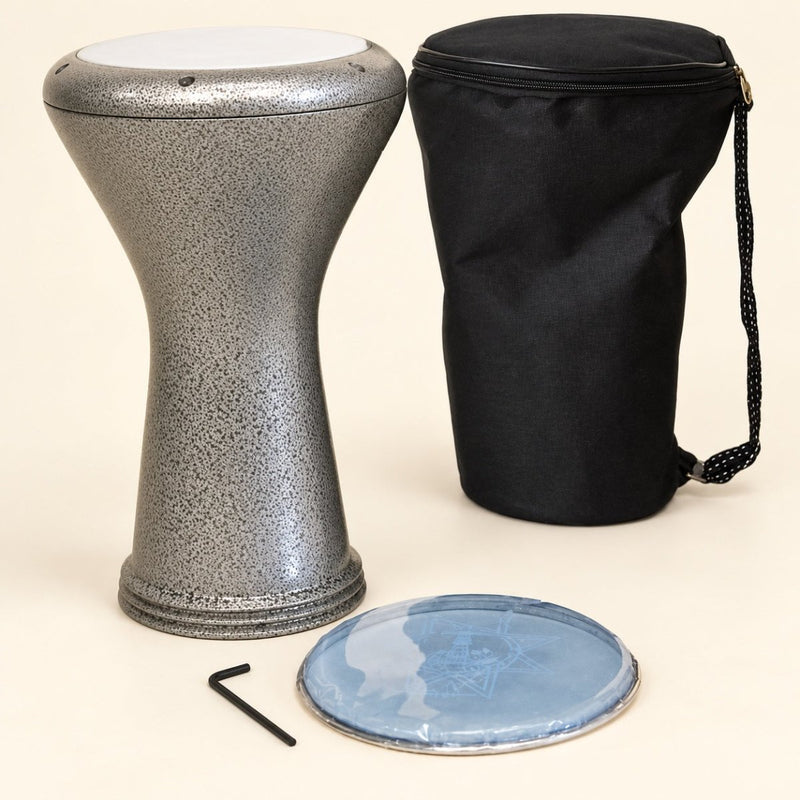 Large Metallic Doumbek / Darbuka Drum with soft hand case and Extra Frame