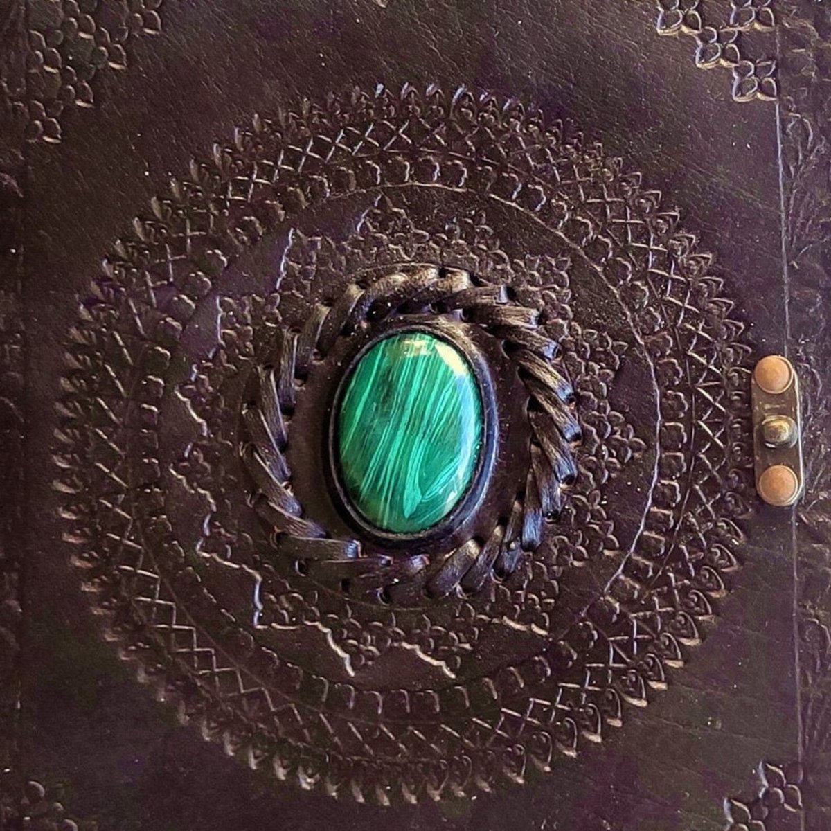 Leather Journal with Lock, Embossed Handmade Leather Grimoire Diaries, Spell Book