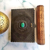 Leather Journal with Lock, Embossed Handmade Leather Grimoire Diaries, Spell Book