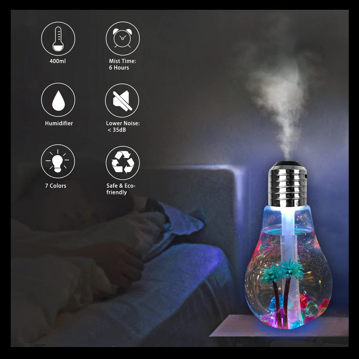 Ledbulb Lamp Humidifier Air Humidifier Bulb at Night