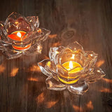Lotus Flower Glass Candle Holder Crystal Clear