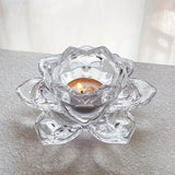 Lotus Flower Glass Candle Holder Crystal Clear