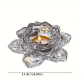 Lotus Flower Glass Candle Holder Crystal Clear
