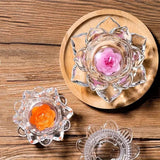 Lotus Flower Glass Candle Holder Crystal Clear