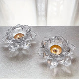 Lotus Flower Glass Candle Holder Crystal Clear
