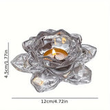 Lotus Flower Glass Candle Holder Crystal Clear