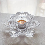 Lotus Flower Glass Candle Holder Crystal Clear