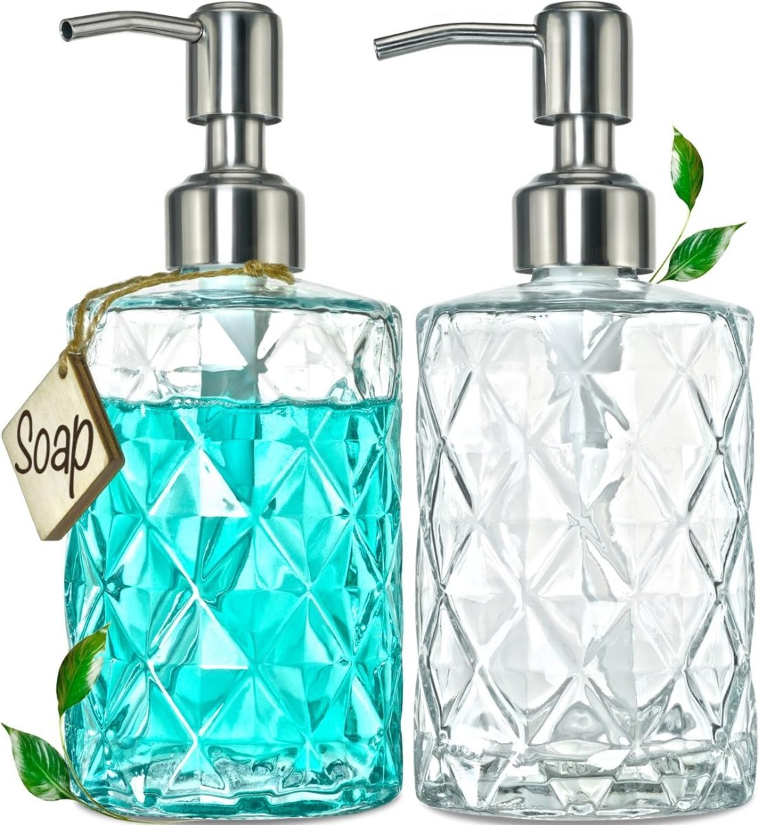 Luxury Glass Soap Dispenser with Stainless Steel Pump