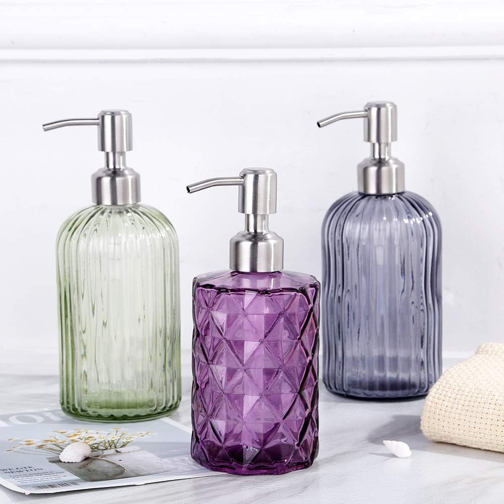 Luxury Glass Soap Dispenser with Stainless Steel Pump