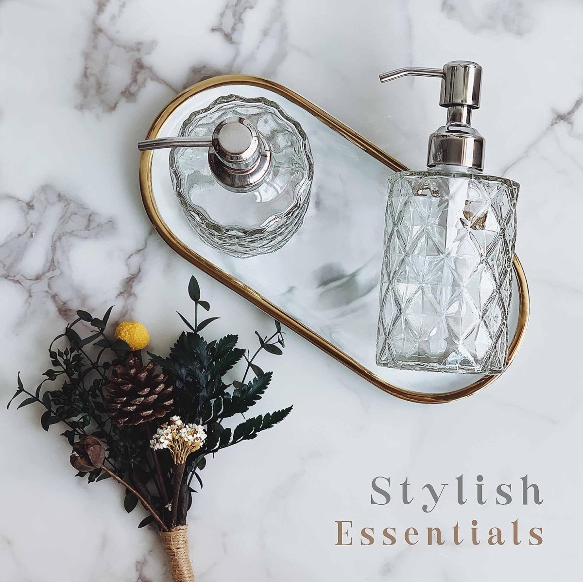 Luxury Glass Soap Dispenser with Stainless Steel Pump