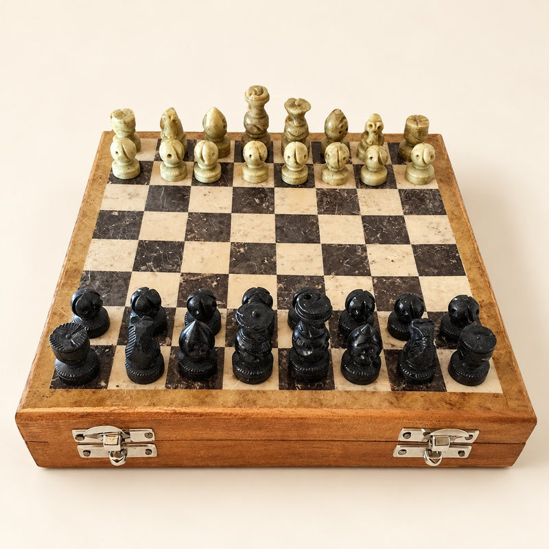 Marble Chess Pieces and Board Set