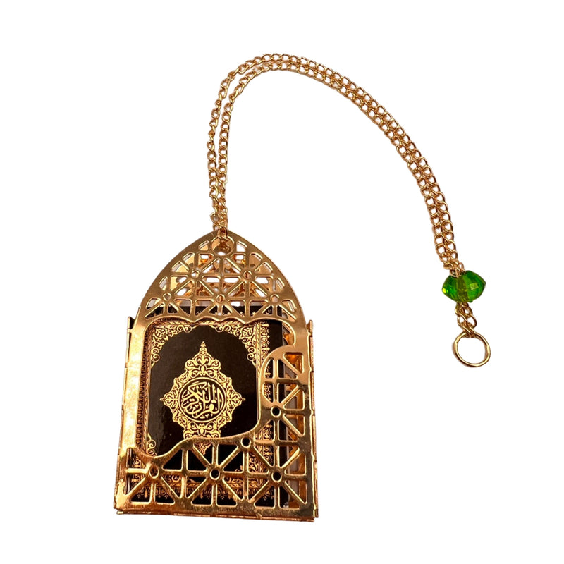 Mini Quran Car Mirror Hanging Gold