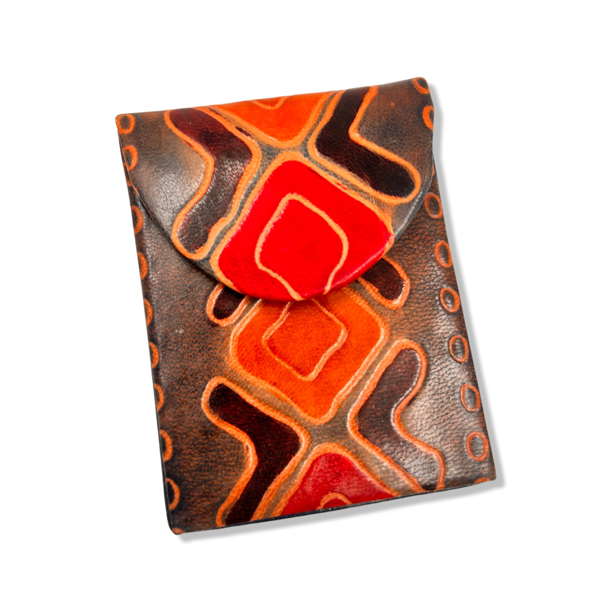 Orange & Brown Leather Cigarette Pack Case Cover