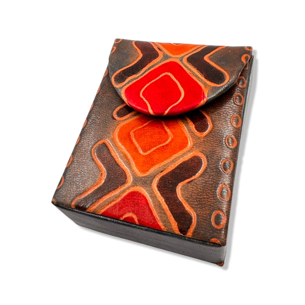 Orange & Brown Leather Cigarette Pack Case Cover - STLESS