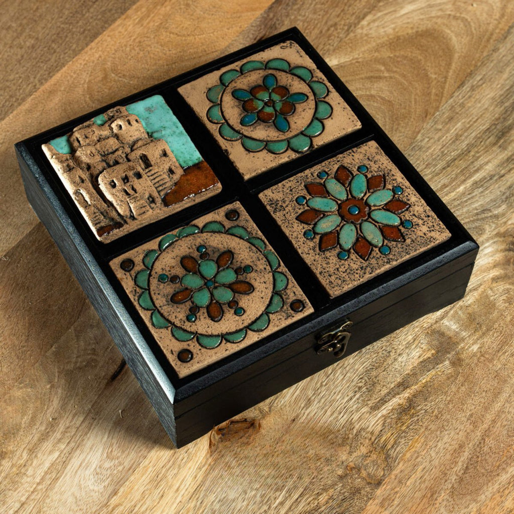 Personalized Wooden Tea Box Nabatean Stone - صندوق شاي