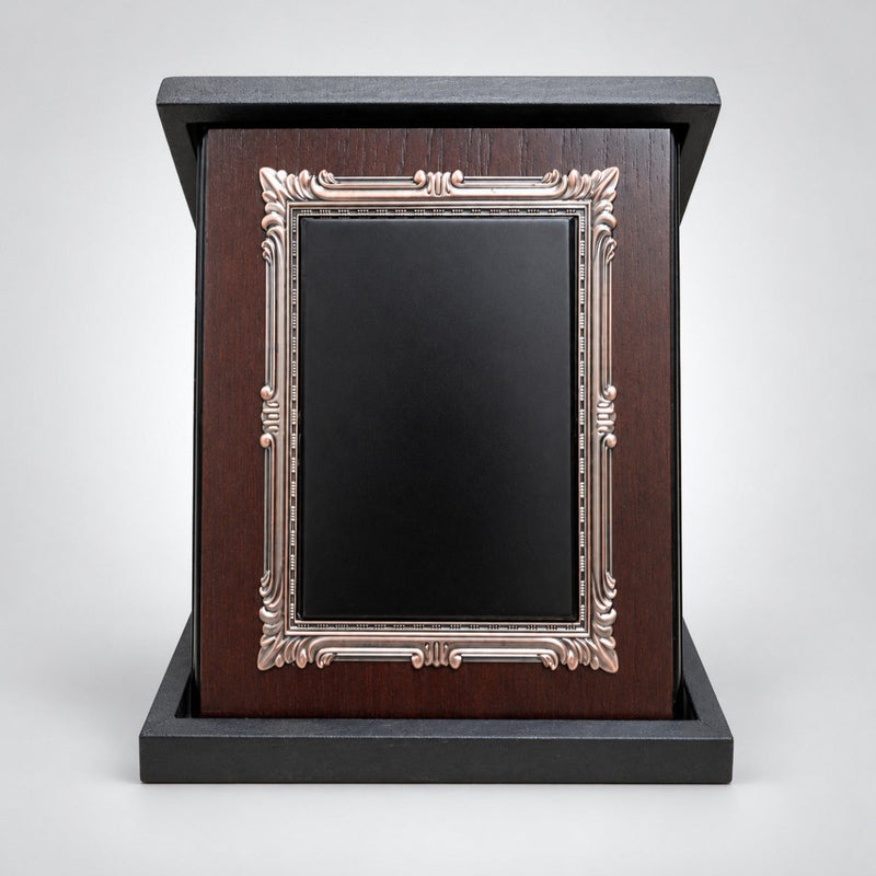 Plaque Trophy Large with Wooden Glass Cover Box Brass Frame