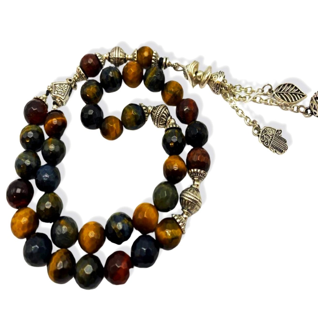 Prayer Beads Mix Tiger's Eye Gemstone Laser Cut