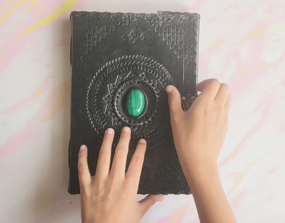 Handmade Embossed Leather Journal with Lock