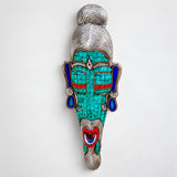 Genuine Gemstones Turquoises, Coral & Lapis Hanging African Mask