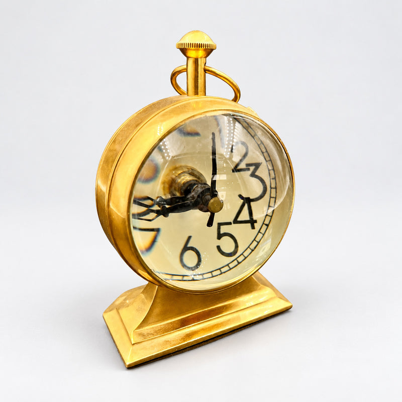 Solid Brass Desk Clock with Rectangular Base