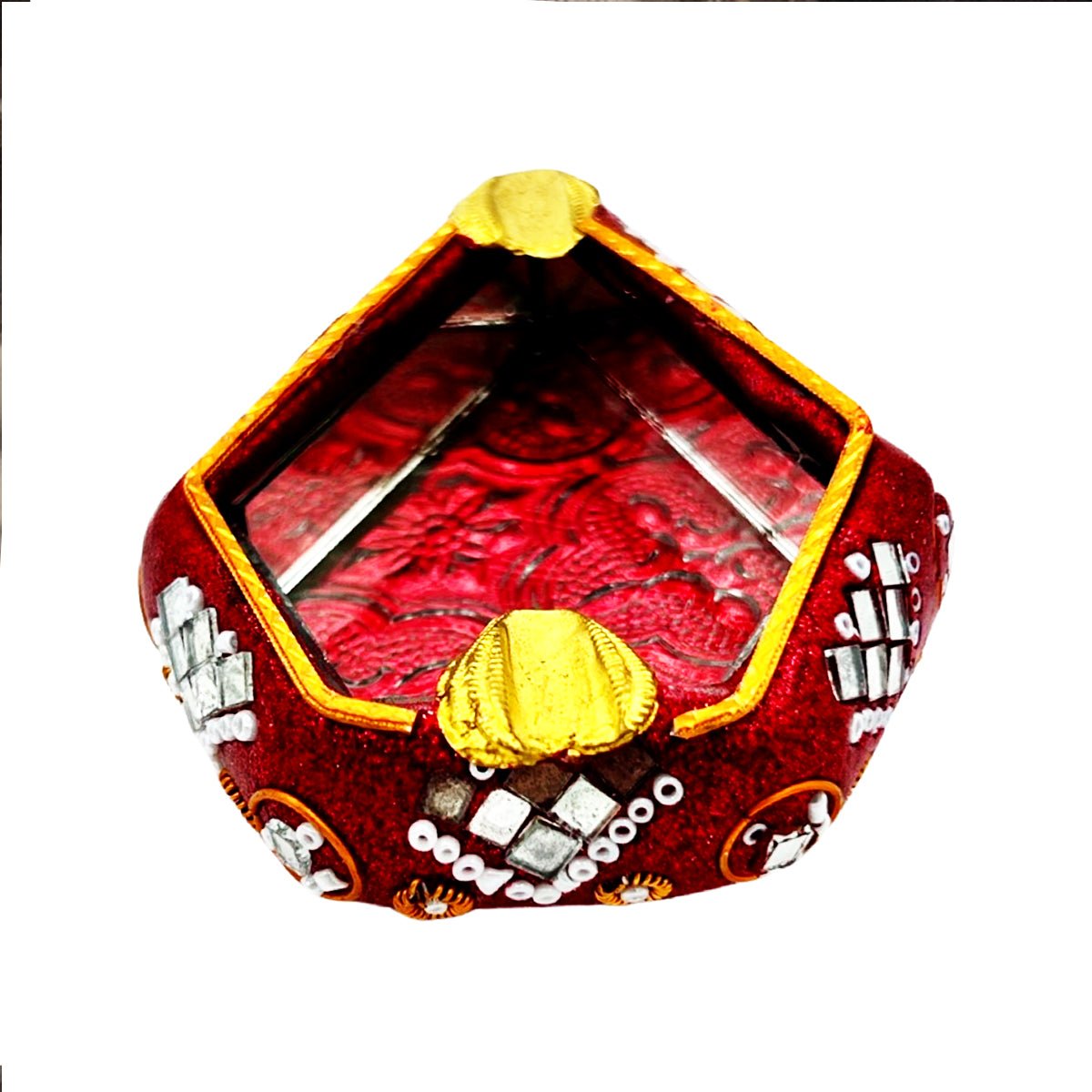 Red Glass With Brass Ashtray