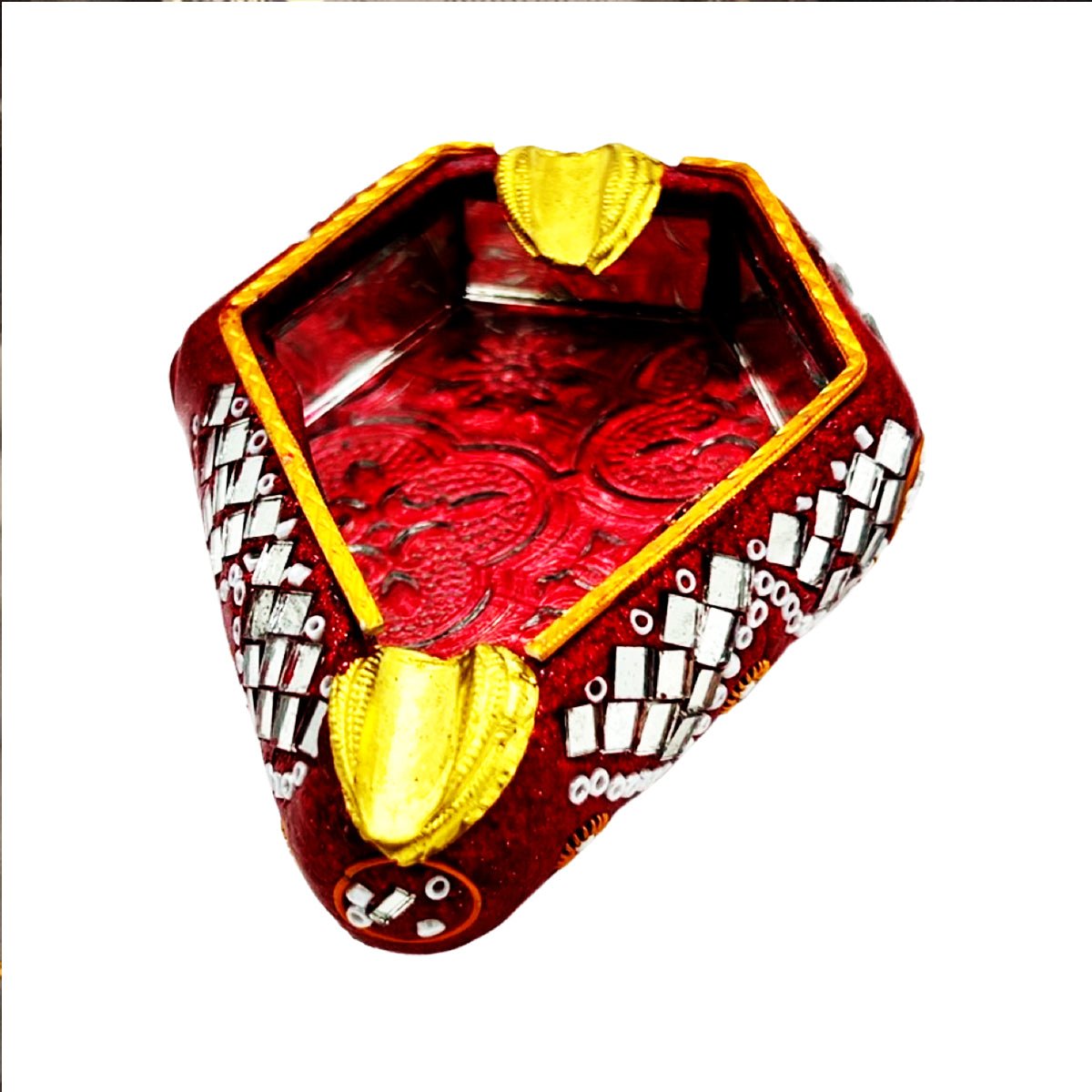Red Glass With Brass Ashtray