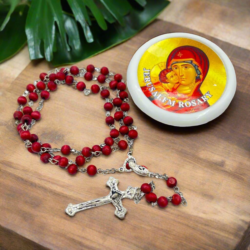 Rosary Beads Scented Rose Wood With Holy Sand