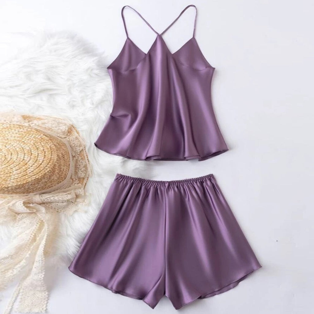 Satin Cami Top With Shorts PJ Set / Pajama Set