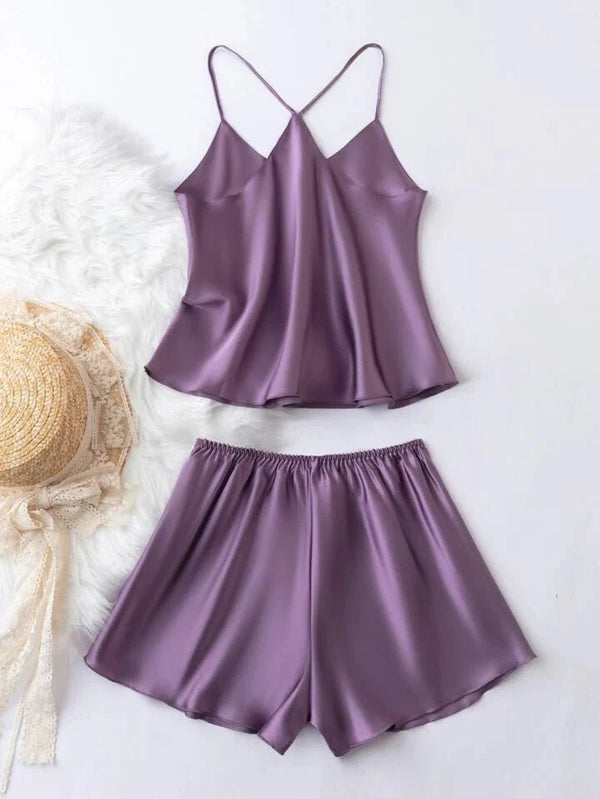 Satin Cami Top With Shorts PJ Set / Pajama Set