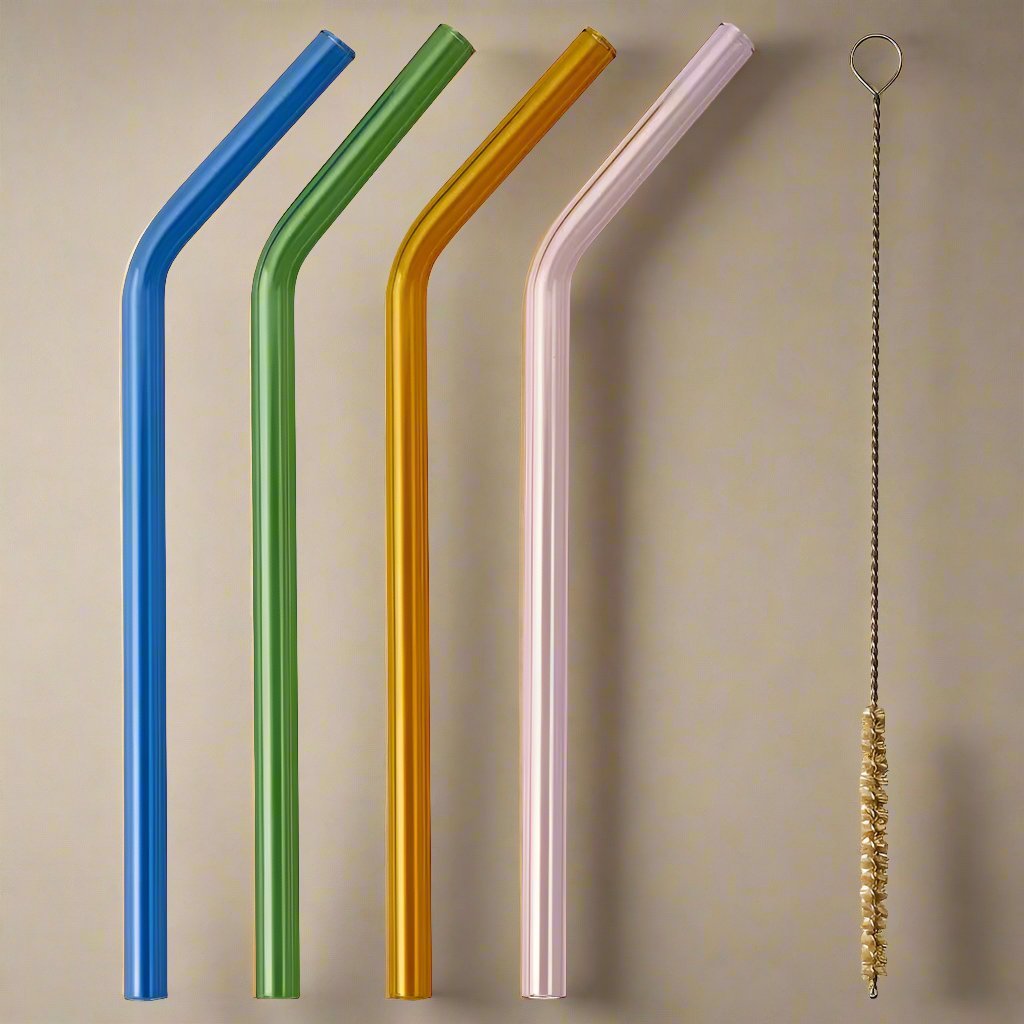 Set of Drinking Glass Straws / clean brush, mixed colours