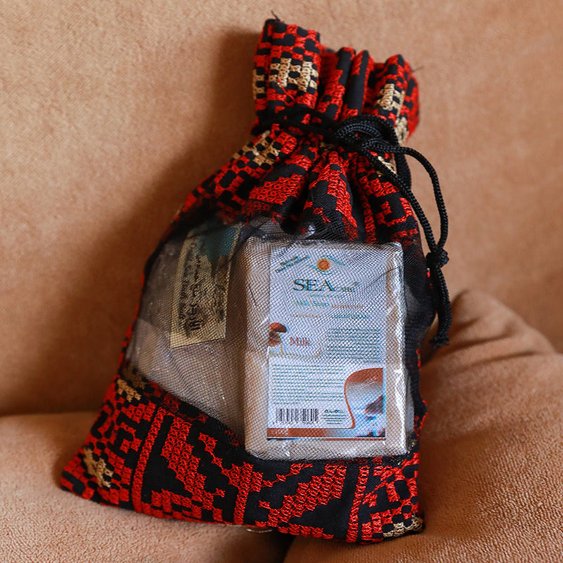 Set of Pure Dead Sea Beauty Products Set With Authentic Embroidered Bag