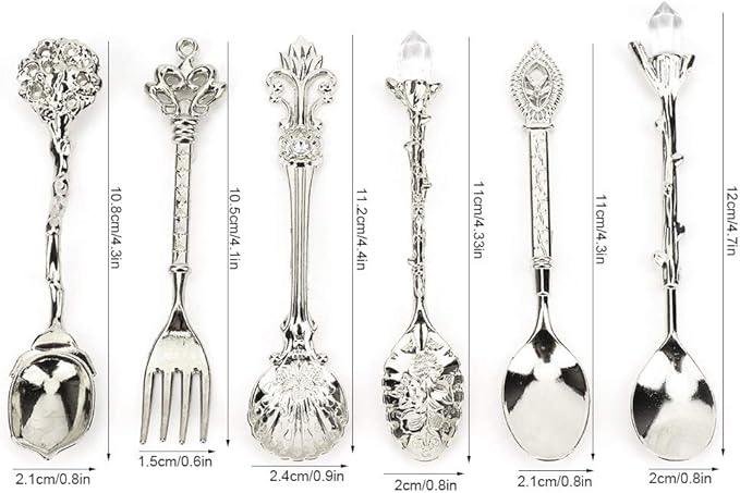 Set of Vintage Coffee Spoons Teaspoons Retro Zinc Alloy