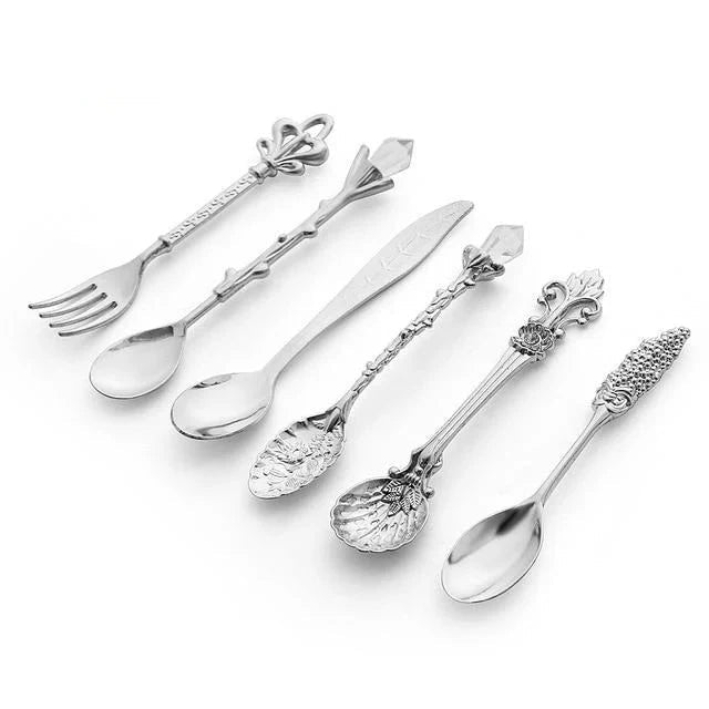 Set of Vintage Coffee Spoons Teaspoons Retro Zinc Alloy