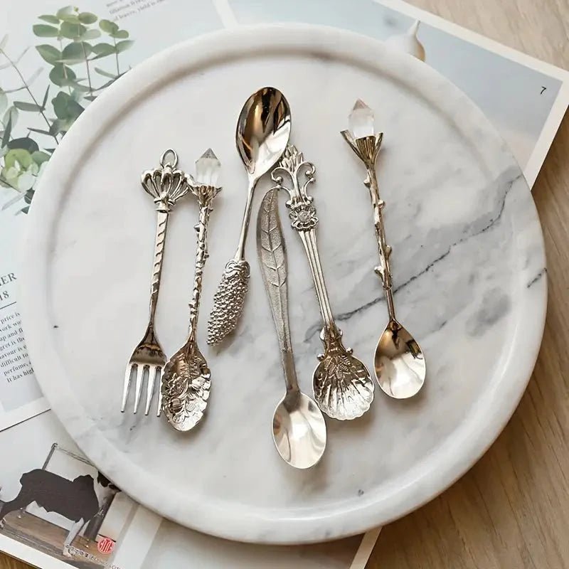 Set of Vintage Coffee Spoons Teaspoons Retro Zinc Alloy