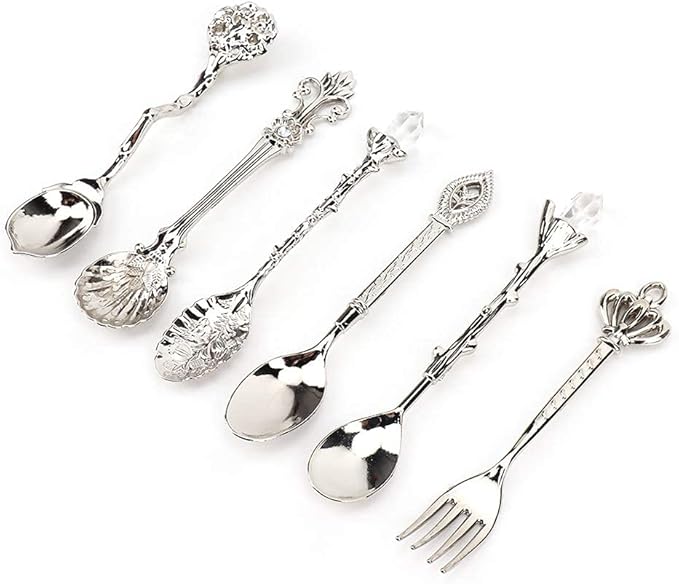 Set of Vintage Coffee Spoons Teaspoons Retro Zinc Alloy