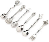 Set of Vintage Coffee Spoons Teaspoons Retro Zinc Alloy