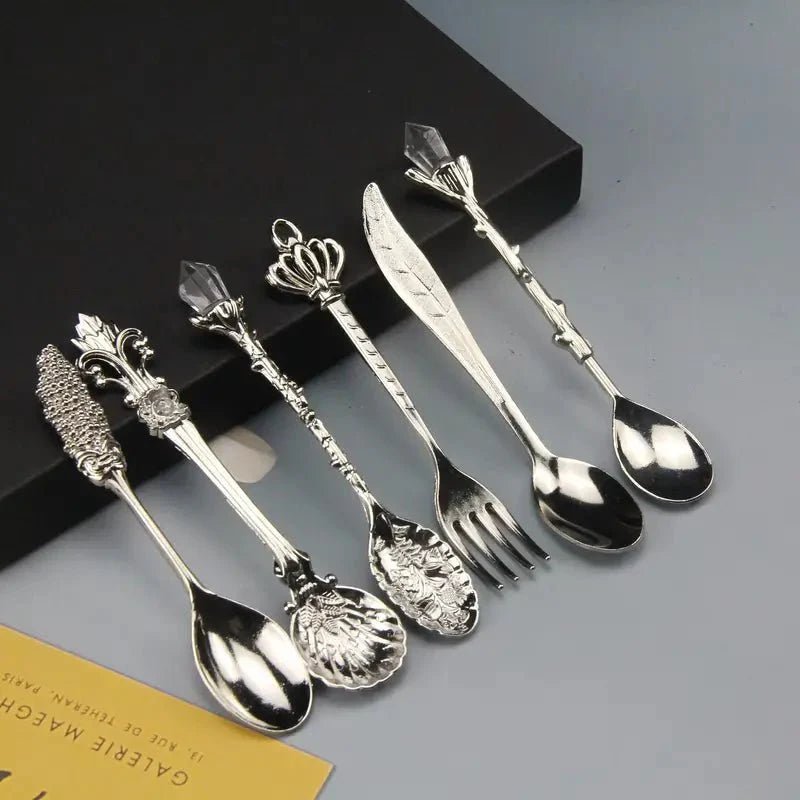 Set of Vintage Coffee Spoons Teaspoons Retro Zinc Alloy